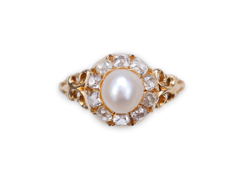 A Victorian pearl and diamond ring, late 19th century
